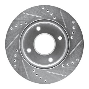 Nissan TIIDA Brake Rotor (1) - Front Left - R1 Concepts - Drilled & Slotted - Silver - `07-`17